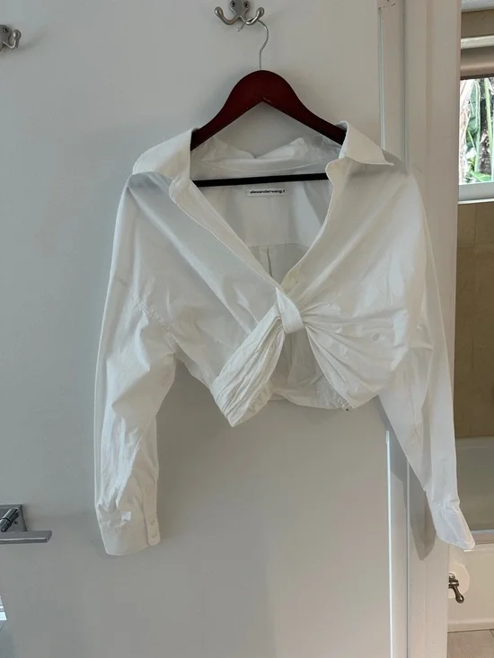 Alexander Wang White Twist-Knot Button Down Shirt - Picture 1 of 1